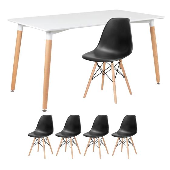 Imagem de KIT - Mesa de jantar retangular Eames 80 x 140 cm branco + 4 cadeiras Eiffel DSW