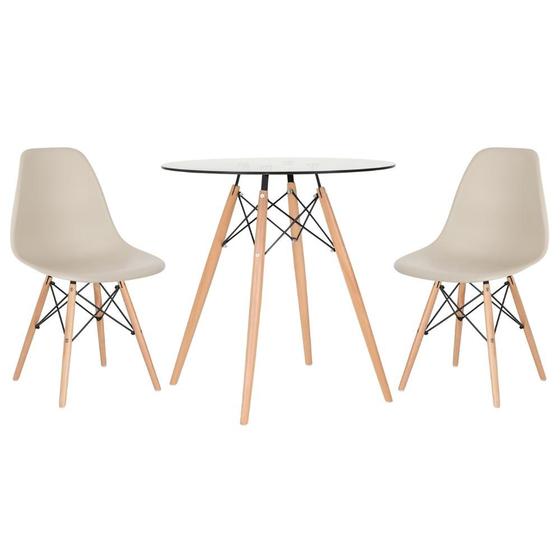 Imagem de KIT - Mesa de vidro Eames 70 cm + 2 cadeiras Eiffel DSW