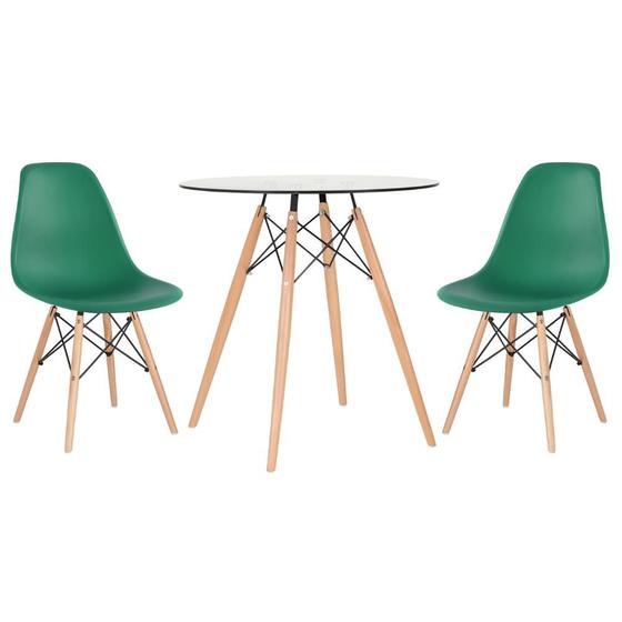Imagem de KIT - Mesa de vidro Eames 70 cm + 2 cadeiras Eiffel DSW