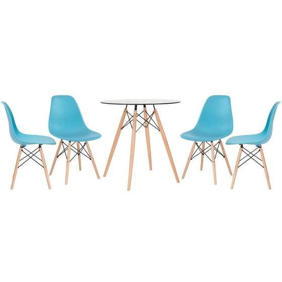 Imagem de KIT - Mesa de vidro Eames 70 cm + 4 cadeiras Eiffel DSW