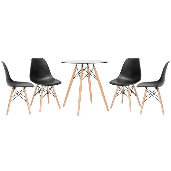 Imagem de KIT - Mesa de vidro Eames 70 cm + 4 cadeiras Eiffel DSW