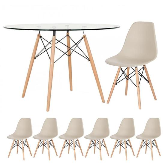 Imagem de KIT - Mesa Eames com tampo de vidro 120 cm + 6 cadeiras Eiffel DSW