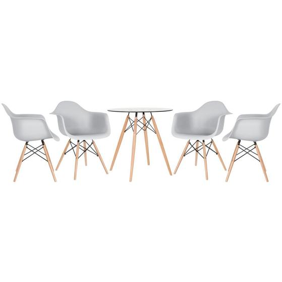 Imagem de KIT - Mesa Eames com tampo de vidro 70 cm + 4 cadeiras Eiffel DAW