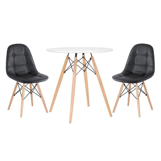 Imagem de KIT - Mesa Eames Eiffel 70 cm + 2 cadeiras estofadas Botonê