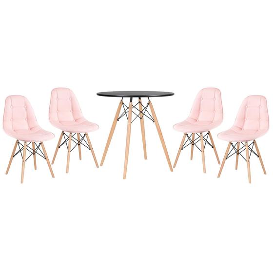 Imagem de KIT - Mesa Eames Eiffel 70 cm + 4 cadeiras estofadas Botonê