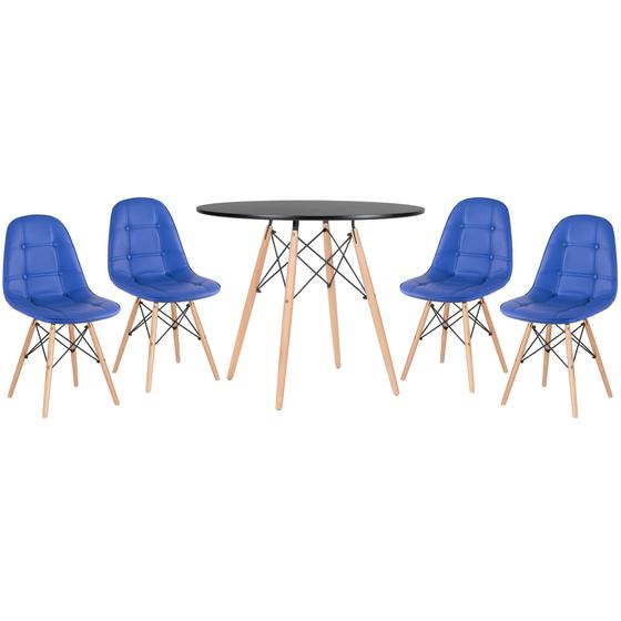 Imagem de KIT - Mesa Eames Eiffel 90 cm + 4 cadeiras estofadas Botonê