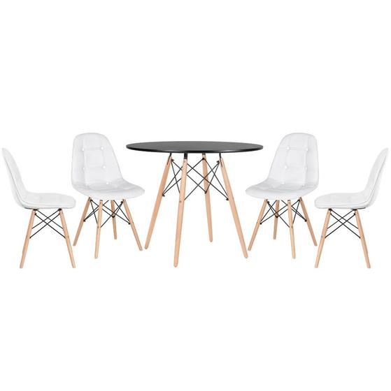 Imagem de KIT - Mesa Eames Eiffel 90 cm + 4 cadeiras estofadas Botonê