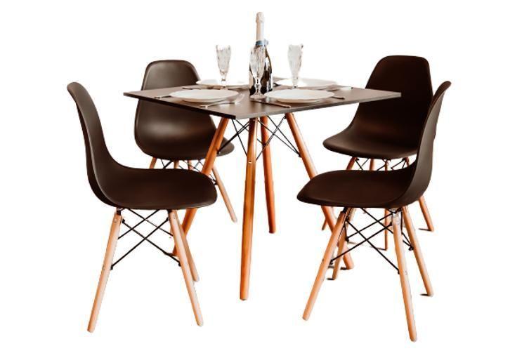 Imagem de Kit Mesa Eiffel Preta Quadrada 80Cm + 04 Cadeiras Eiffel