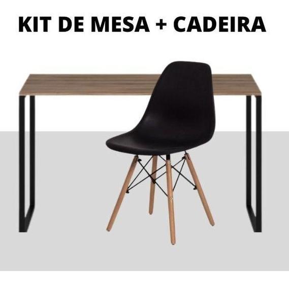 Kit Mesa Industrial + Cadeira Eiffel Escritório Resistente Menor preço em Kit Mesa Industrial + Cadeira Eiffel Escritório Resistente