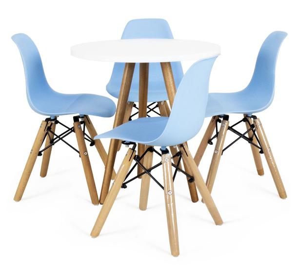 Imagem de Kit Mesa Infantil Branca 50cm Redonda e 4 Cadeira Eiffel Infantil