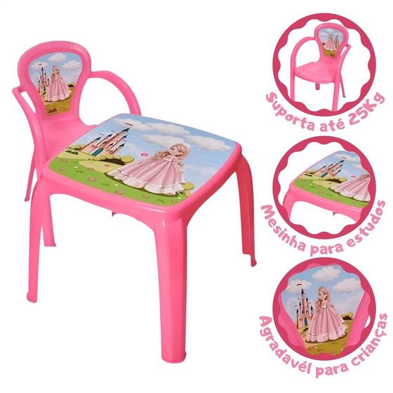 Imagem de Kit Mesa Infantil Decorada Princesa + 1 Cadeira Princesa Usual