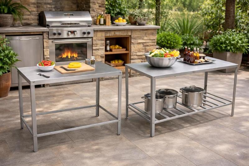 Kit Mesa Inox 304 Simples 100cm e Mesa Paneleira 90cm Industrial - Technox