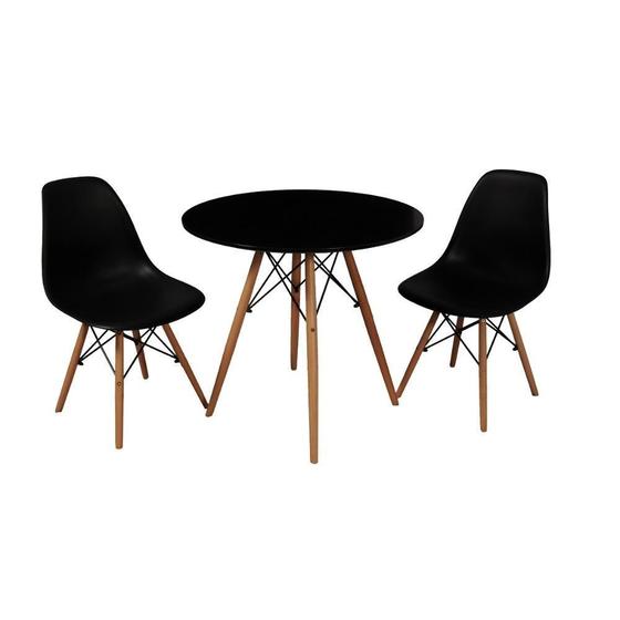 Imagem de kit Mesa Jantar Eiffel 90cm Preta + 2 Cadeiras Charles Eames - Preta