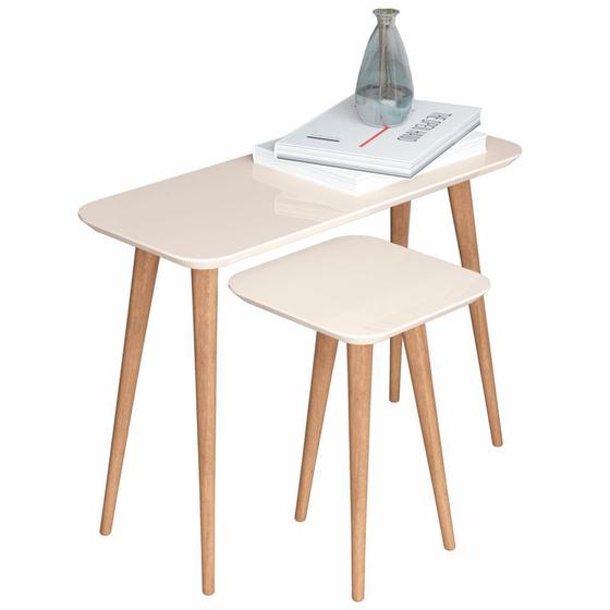 Kit Mesa Lateral e Mesa De Apoio Decorativa Quartzo Off White - Lyam Decor Menor preço em Kit Mesa Lateral e Mesa De Apoio Decorativa Quartzo Off White - Lyam Decor