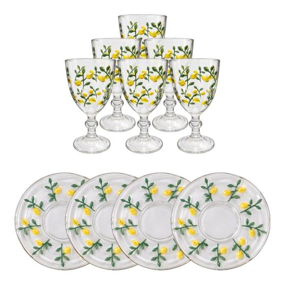 Kit Mesa Posta Cristal Siciliano Relevo Lyor 10 Peças