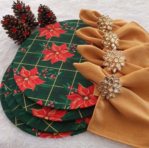 Imagem de Kit mesa posta flor natalina capa supla festa  com 16 pçs