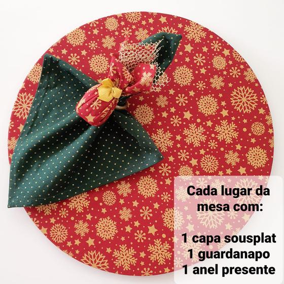 Imagem de Kit Mesa Posta Natal com 01 Capa + 1 Guardanapo + 1 Anel