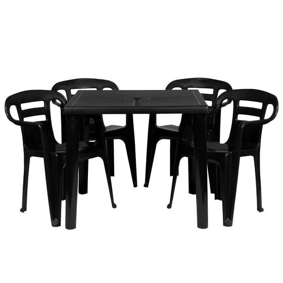 Mesa Plástica Quadrada Desmontável Preta - Ideal Para Área De Lazer E Externas