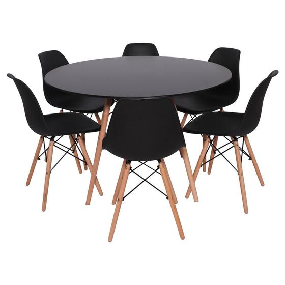 Imagem de Kit Mesa Redonda De Jantar Para 6 Lugares Com 6 Cadeiras Charles Eames Eiffel