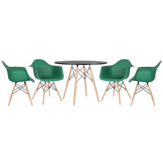 Imagem de KIT - Mesa redonda Eames 100 cm preto + 4 cadeiras Eiffel DAW