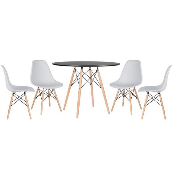 Imagem de KIT - Mesa redonda Eames 100 cm preto + 4 cadeiras Eiffel DSW