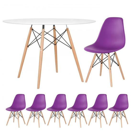 Imagem de KIT - Mesa redonda Eames 120 cm + 6 cadeiras Eiffel DSW