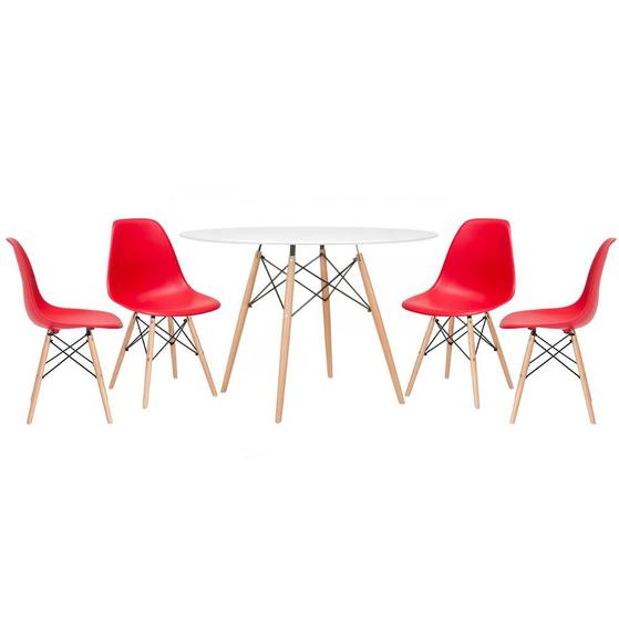 Imagem de KIT - Mesa redonda Eames 120 cm branco + 4 cadeiras Eiffel DSW