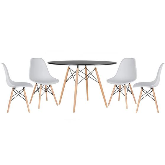 Imagem de KIT - Mesa redonda Eames 120 cm preto + 4 cadeiras Eiffel DSW