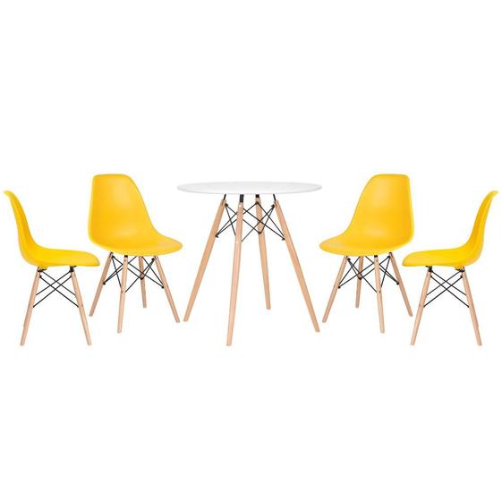 Imagem de KIT - Mesa redonda Eames 70 cm branco + 4 cadeiras Eiffel DSW