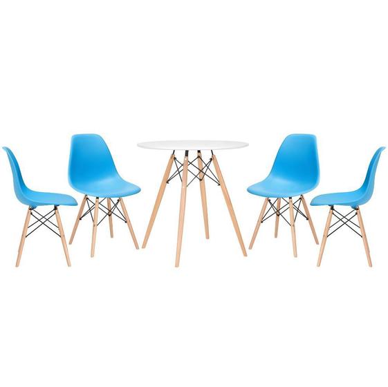 Imagem de KIT - Mesa redonda Eames 70 cm branco + 4 cadeiras Eiffel DSW