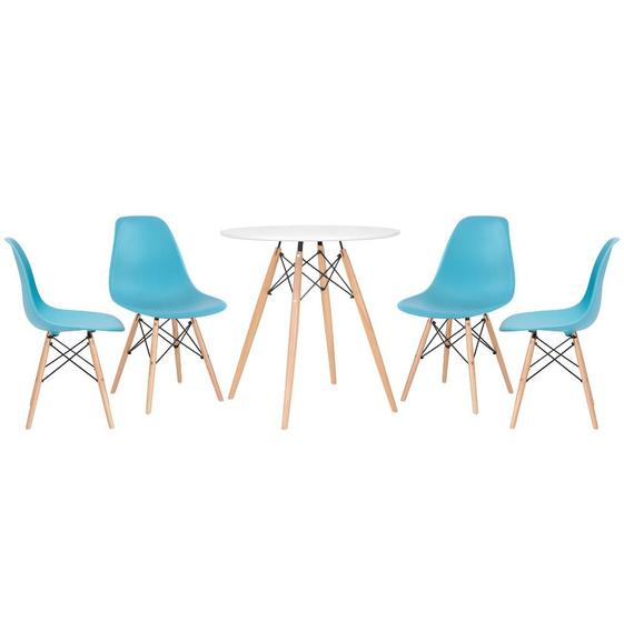 Imagem de KIT - Mesa redonda Eames 70 cm branco + 4 cadeiras Eiffel DSW