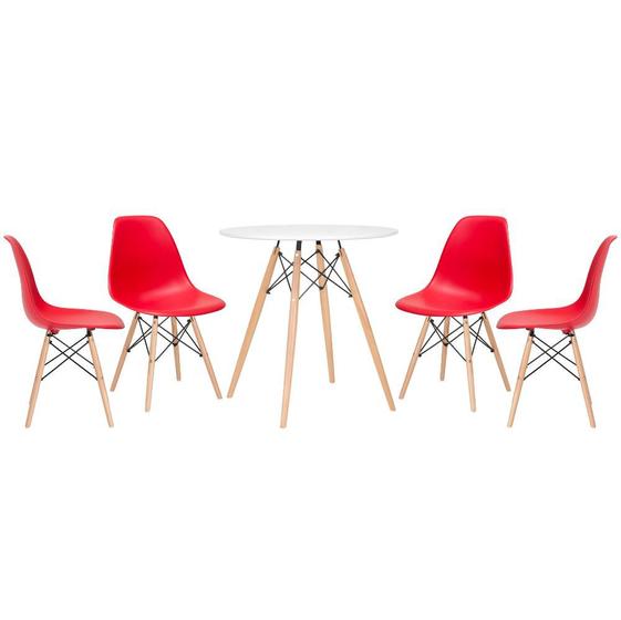 Imagem de KIT - Mesa redonda Eames 70 cm branco + 4 cadeiras Eiffel DSW