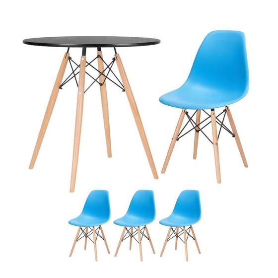 Imagem de KIT - Mesa redonda Eames 70 cm preto + 3 cadeiras Eiffel DSW