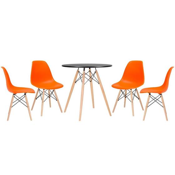 Imagem de KIT - Mesa redonda Eames 70 cm preto + 4 cadeiras Eiffel DSW