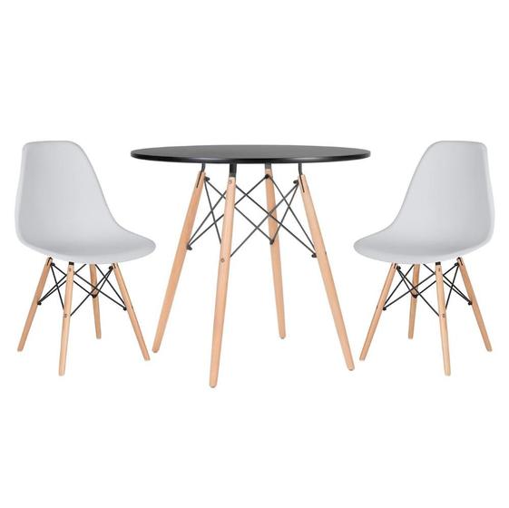 Imagem de KIT - Mesa redonda Eames 80 cm preto + 2 cadeiras Eiffel DSW