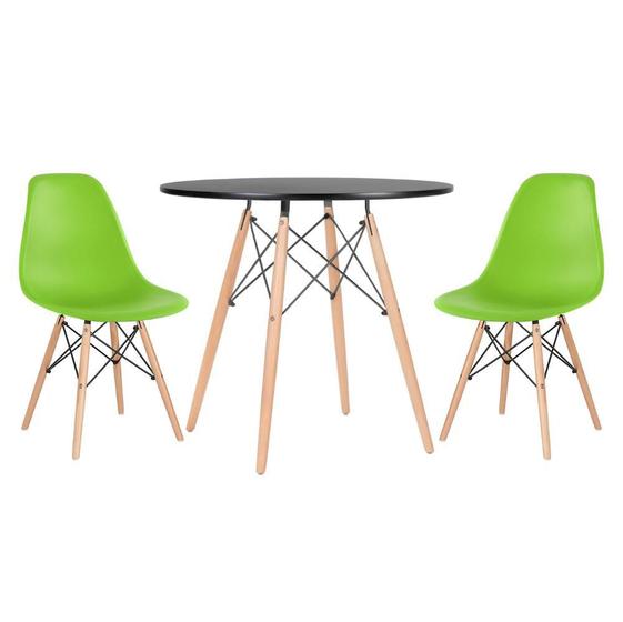 Imagem de KIT - Mesa redonda Eames 80 cm preto + 2 cadeiras Eiffel DSW