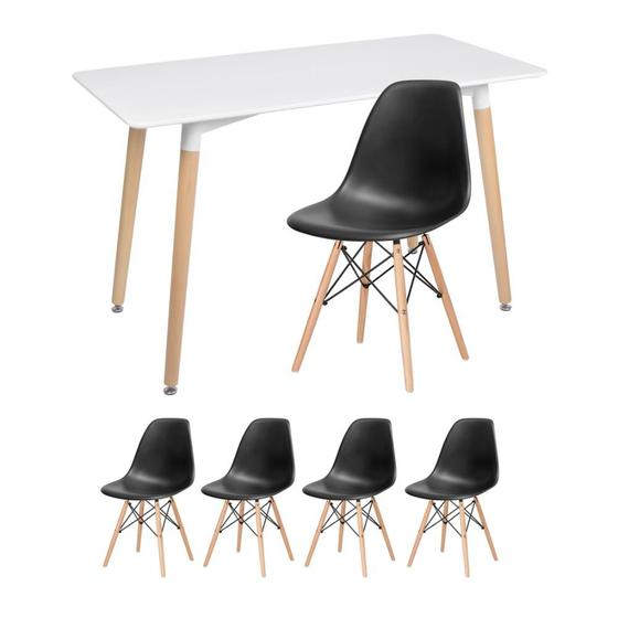 Imagem de KIT - Mesa retangular Eames 60 x 120 cm branco + 4 cadeiras Eiffel DSW