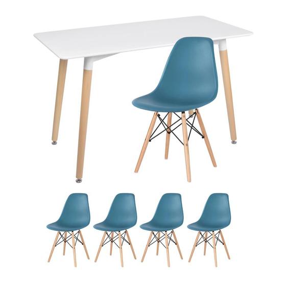 Imagem de KIT - Mesa retangular Eames 60 x 120 cm branco + 4 cadeiras Eiffel DSW