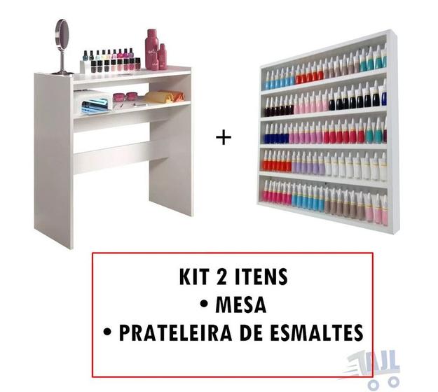 Imagem de Kit Mesinha Manicure C/prateleira+ Expositor De Esmaltes - AJB