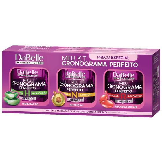 Imagem de Kit Meu Cronograma Perfeito Com 3 Máscaras 400g DaBelle