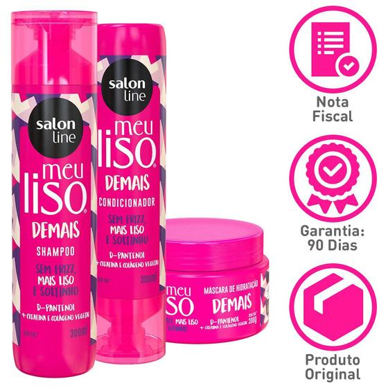 Imagem de Kit Meu Liso Demais Shampoo+condicionador+máscara Salon Line