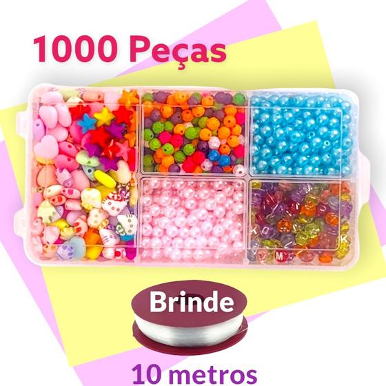 Imagem de Kit Miçanga Infantil Para Pulseira Com 1.000 Peças + Fio