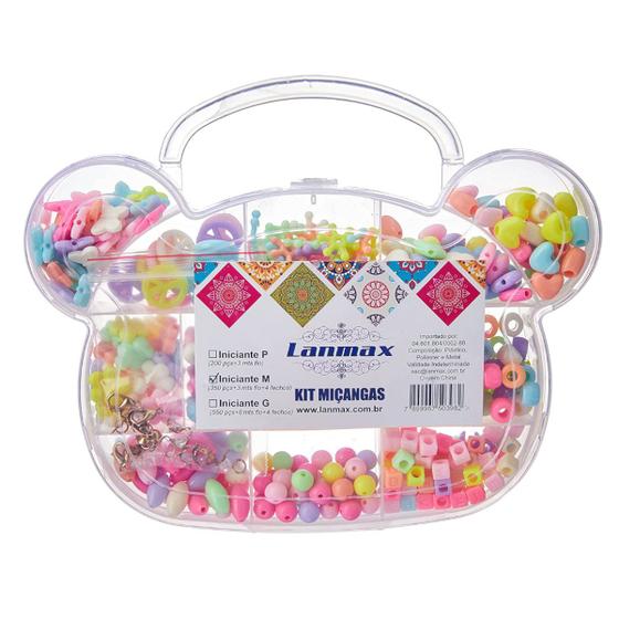 Imagem de Kit Miçangas Infantil Coloridas Pulseira Lanmax 357Pçs M