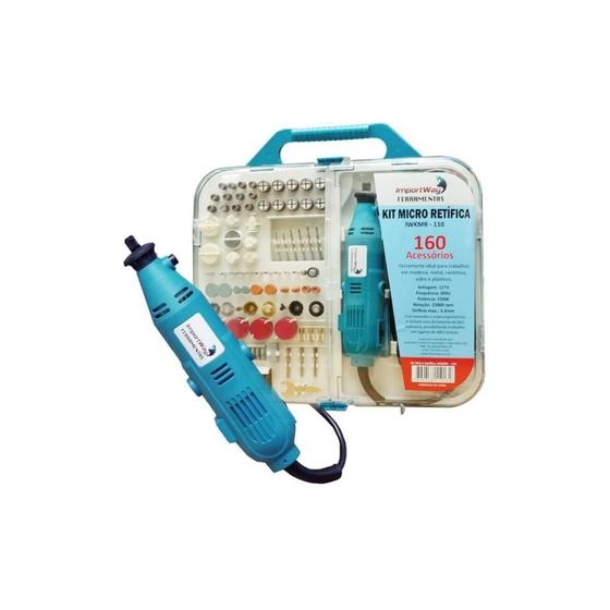 Imagem de Kit micro retifica profissional lixa e corta c 160 pcs 127v