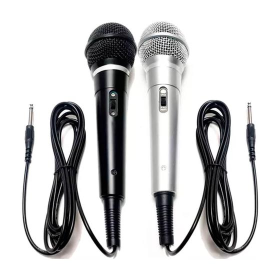 Imagem de Kit Microfone Com Fio 2 Metros Profissional 2 Unidades Para Cantor Música Apresentação Gravação