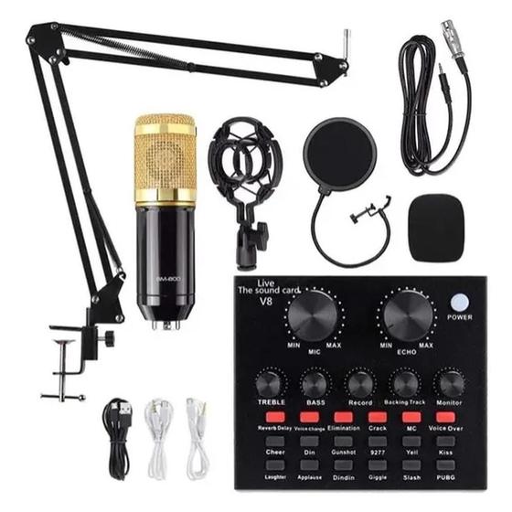 Imagem de Kit Microfone Condensador Para Estúdio Bm800 + Placa D