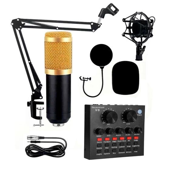 Imagem de Kit Microfone Condensador Profissional de Estúdio Podcast