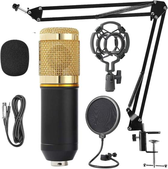 Imagem de Kit Microfone Condensador Profissional Estúdio Bm800