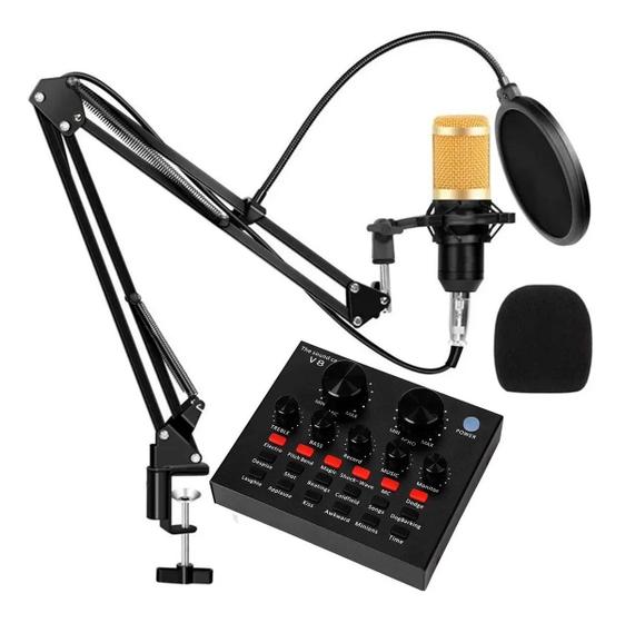 Kit Microfone Condensador Profissional Podcast Mesa De Som Menor preço em Kit Microfone Condensador Profissional Podcast Mesa De Som