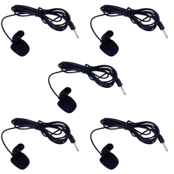 Imagem de Kit Microfone De Lapela C/Presilha Pc Notebook Celular 5 Pçs